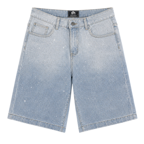 “RHINESTONE” DENIM JORTS // LIGHT WASH