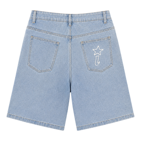 “RHINESTONE” DENIM JORTS // LIGHT WASH