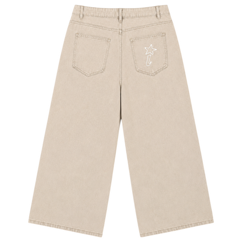 “INTRV STAR” WIDE-LEG JEANS // SAND