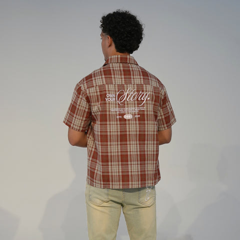 “STORY” SHORT SLEEVE FLANNEL SHIRT // VINTAGE RED-BROWN