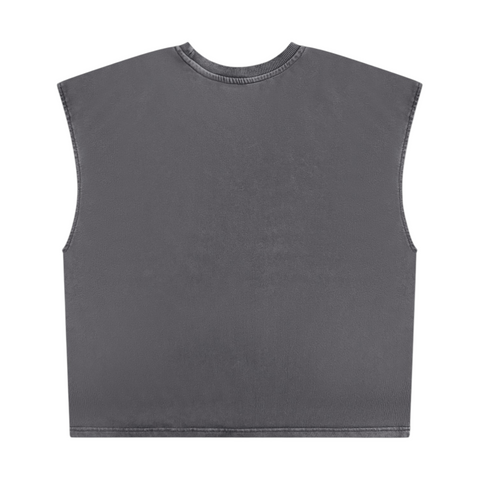"OFFLINE" GRAFFITI BOXY MUSCLE TEE // SHADOW GREY