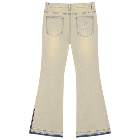“ZIPPER” FLARE JEANS // TINTED WASH