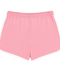 Front view of INTROVERT women's retro track shorts in pink featuring a comfortable elastic waistband and contrast white piping along the curved edges.