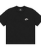 Front view of INTROVERT unisex oversized short sleeve t-shirt in vintage washed black featuring a clean crewneck collar and a small wavy cream INTRV logo on the left chest.